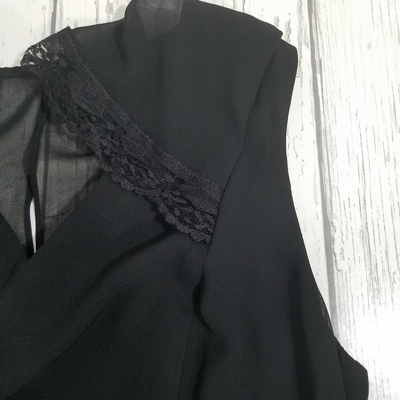 Nanette Lepore Cape Sleeve w Lace Chiffon Dress 6 - Picture 8 of 12